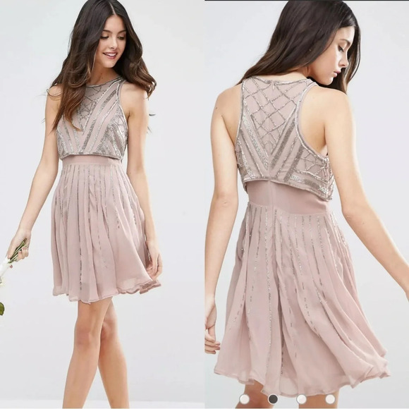 ASOS WEDDING Crop Top Embellished Mini Dress - Picture 2 of 16